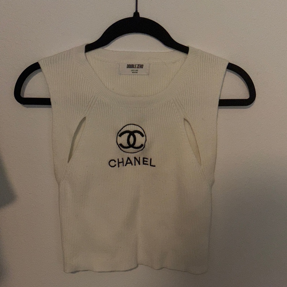 Chanel Cream Sleeveless Tank Top